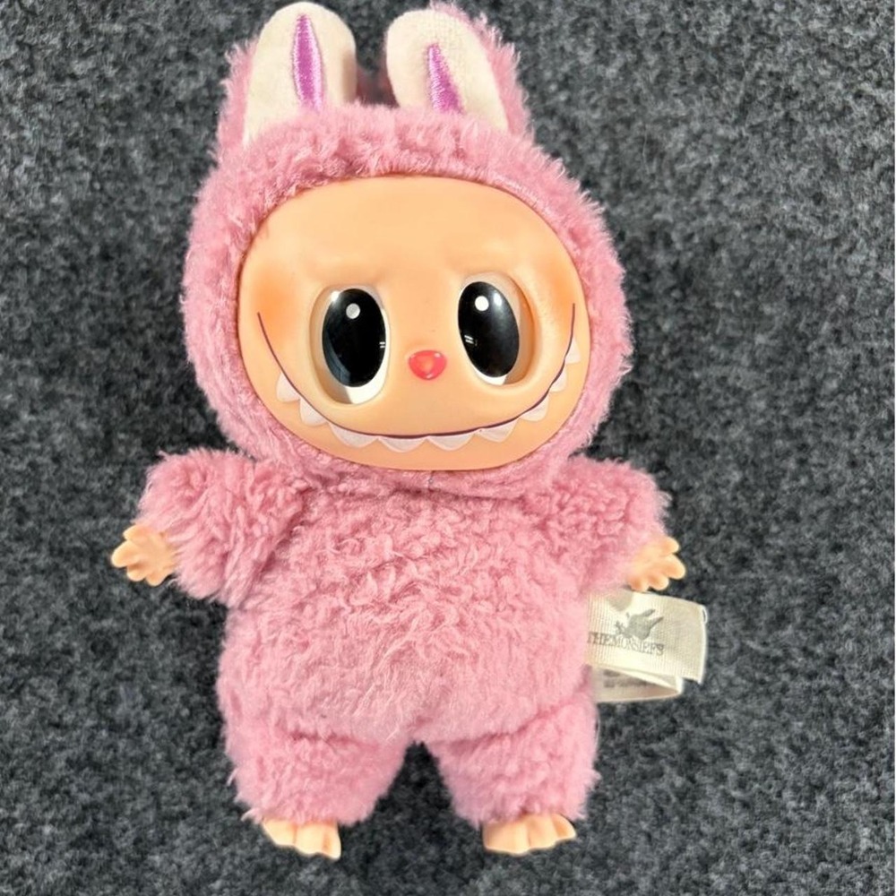 POP MART The Monsters Labubu Macaron Lychee Berry Plush Doll Pink Toy Keychain